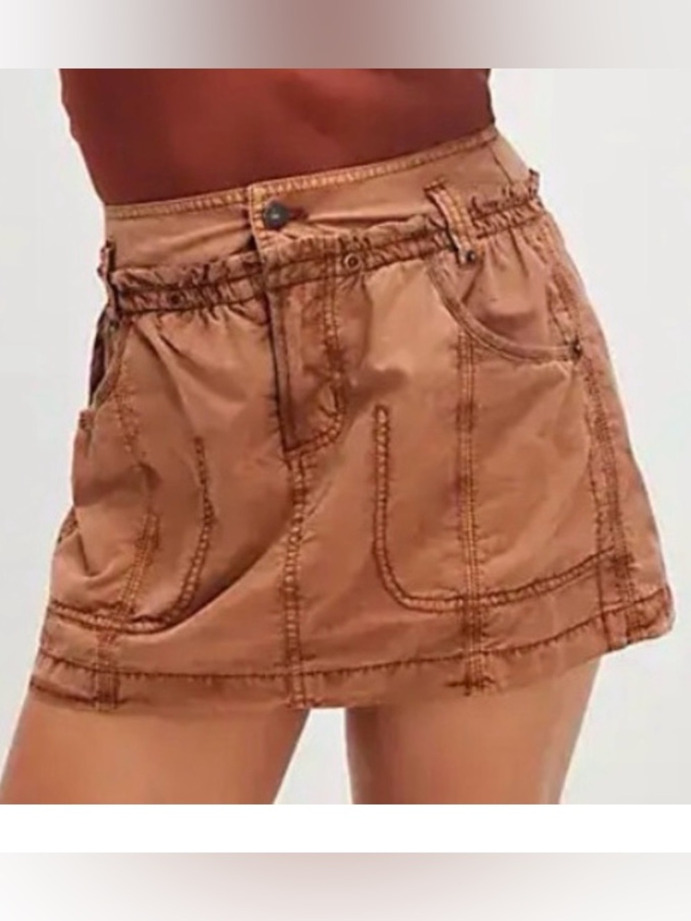 FREE PEOPLE Size 14 South Cape Utility Mini Skirt/Meerkat 🌷Pretty Fall Color